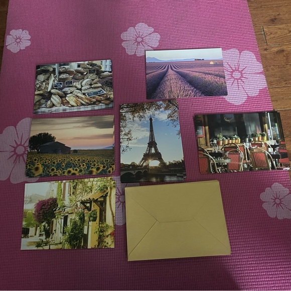 Set of 19 France Themed Postcards with Envelope.